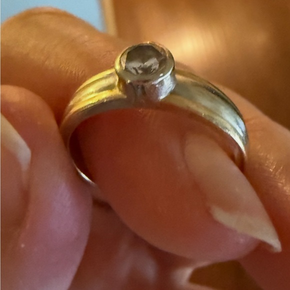 Natural Tiffany’s Diamond Engagement Ring -Gold/Platinum-Modern-Bezel 7.5 - Picture 6 of 11